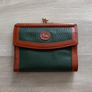 Dooney & Bourke Forest Green and Tan Leather Wallet